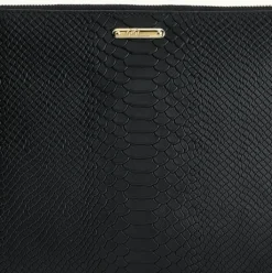 Uber Black Python Clutch Bag